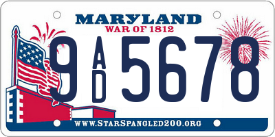MD license plate 9AD5678