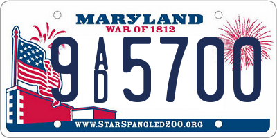 MD license plate 9AD5700