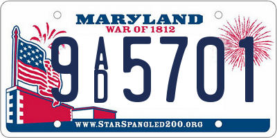 MD license plate 9AD5701
