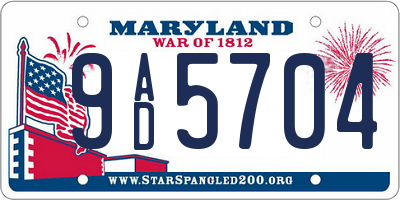 MD license plate 9AD5704