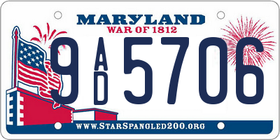 MD license plate 9AD5706