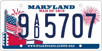 MD license plate 9AD5707