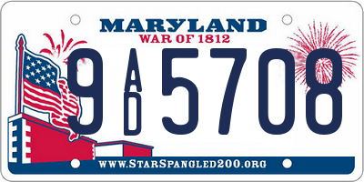 MD license plate 9AD5708