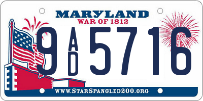 MD license plate 9AD5716