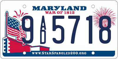 MD license plate 9AD5718