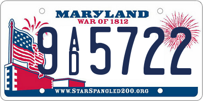 MD license plate 9AD5722