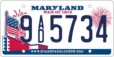 MD license plate 9AD5734