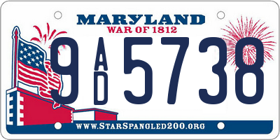 MD license plate 9AD5738