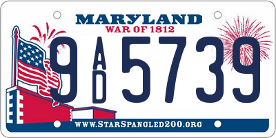 MD license plate 9AD5739