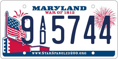 MD license plate 9AD5744