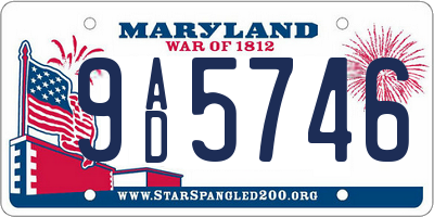 MD license plate 9AD5746