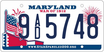 MD license plate 9AD5748