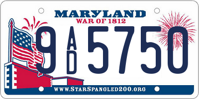 MD license plate 9AD5750