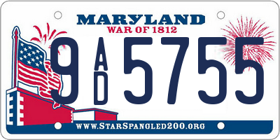 MD license plate 9AD5755