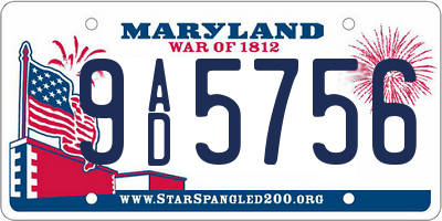 MD license plate 9AD5756