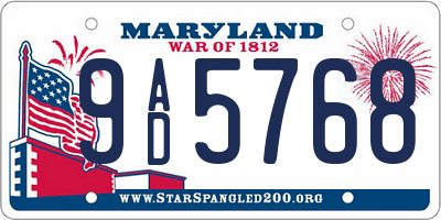 MD license plate 9AD5768