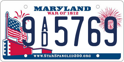 MD license plate 9AD5769