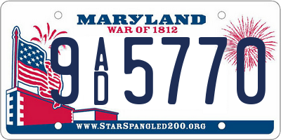 MD license plate 9AD5770