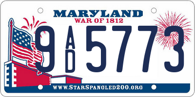 MD license plate 9AD5773