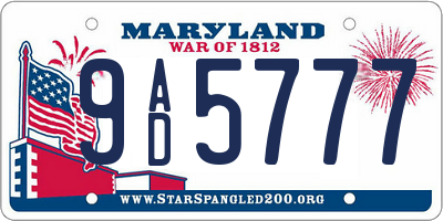 MD license plate 9AD5777