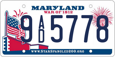 MD license plate 9AD5778