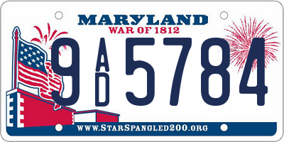 MD license plate 9AD5784
