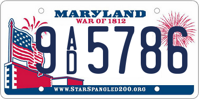MD license plate 9AD5786