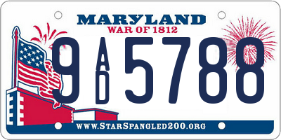 MD license plate 9AD5788