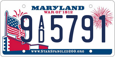 MD license plate 9AD5791