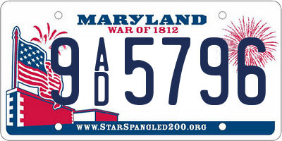 MD license plate 9AD5796