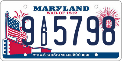 MD license plate 9AD5798