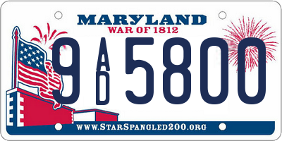 MD license plate 9AD5800
