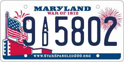 MD license plate 9AD5802