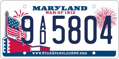 MD license plate 9AD5804