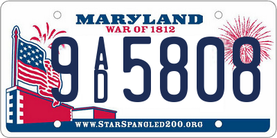 MD license plate 9AD5808