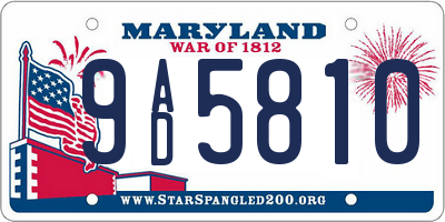 MD license plate 9AD5810
