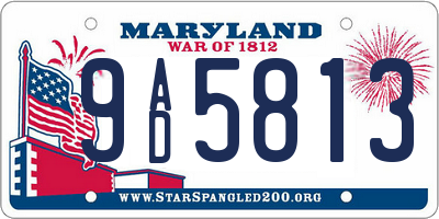 MD license plate 9AD5813
