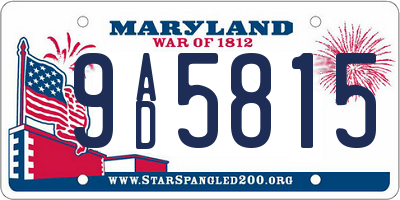 MD license plate 9AD5815