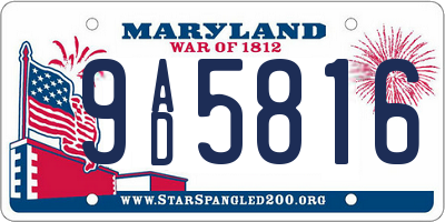 MD license plate 9AD5816