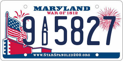 MD license plate 9AD5827