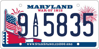 MD license plate 9AD5835