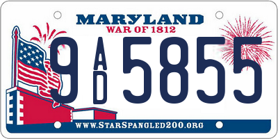 MD license plate 9AD5855