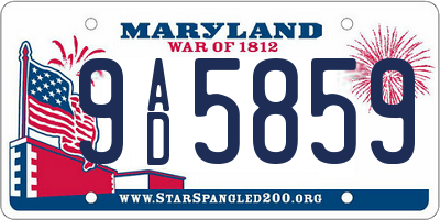 MD license plate 9AD5859