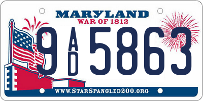 MD license plate 9AD5863