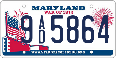MD license plate 9AD5864