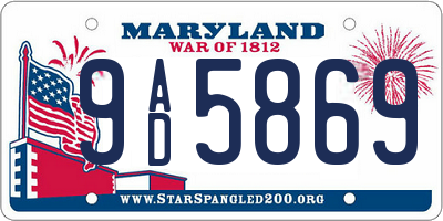 MD license plate 9AD5869