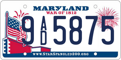 MD license plate 9AD5875
