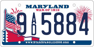 MD license plate 9AD5884