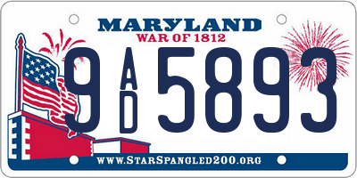 MD license plate 9AD5893