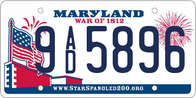 MD license plate 9AD5896